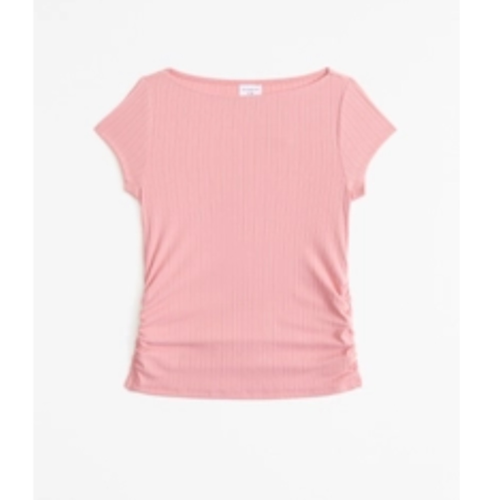 Pink Ribbed Short Sleeve Top